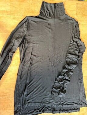 Vina XL Black Mockneck Long Sleeve Soft with Slits Women's Top